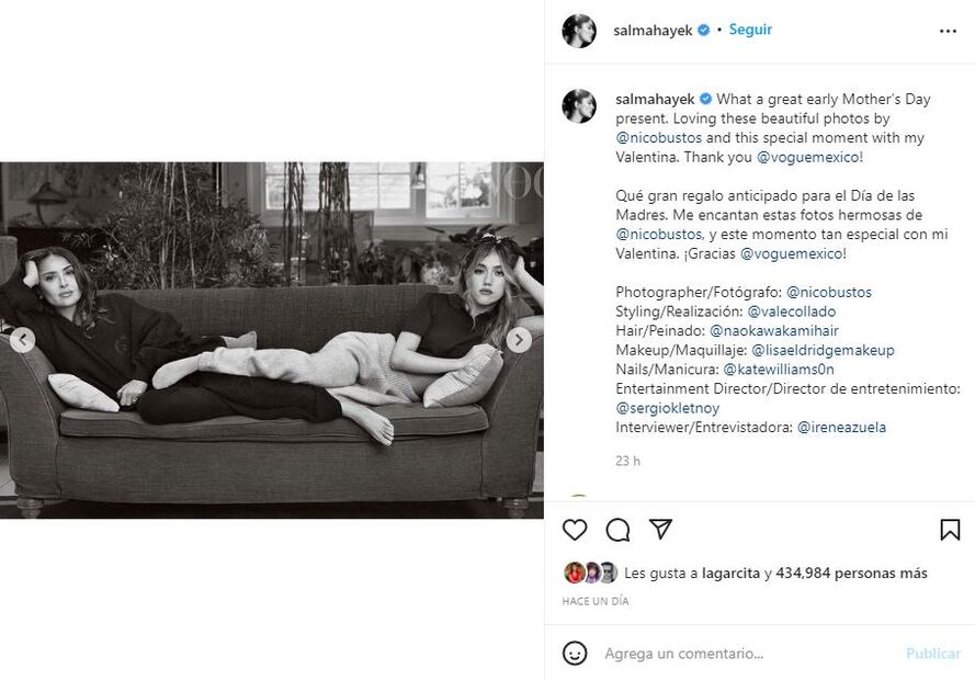 Salma Hayek dice que su hija Valentina le roba la ropa de su clóset