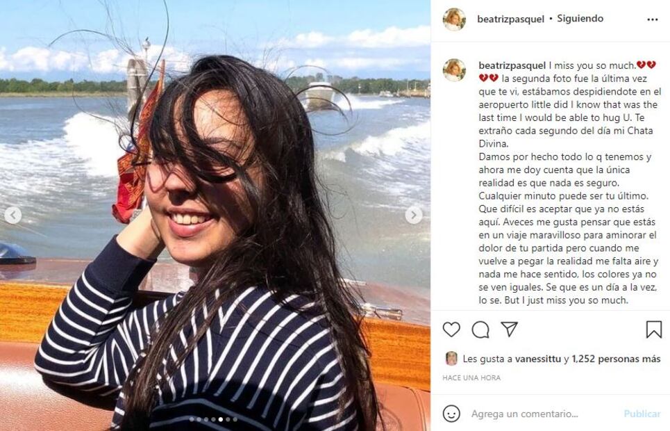Beatriz Pasquel comparte foto de la última vez que vio a su hija Natasha