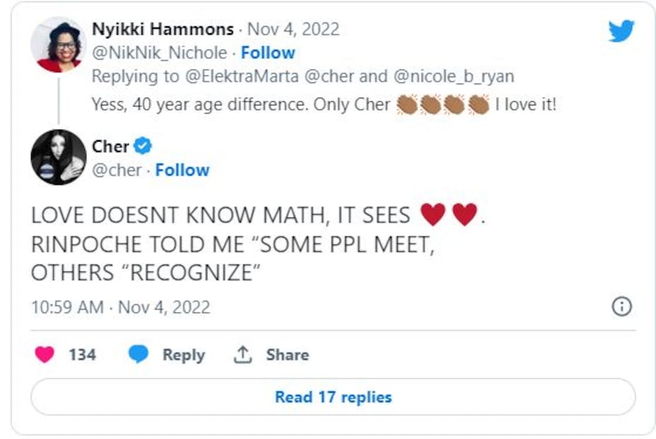 Cher, de 76, pide compasión sobre la diferencia de edad con su novio, de 36. "El amor no sabe de matemáticas"
