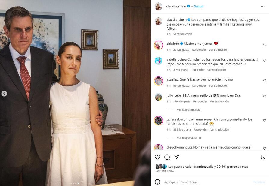 Claudia Sheinbaum y Jesús María Tarriba Unger/Instagram.