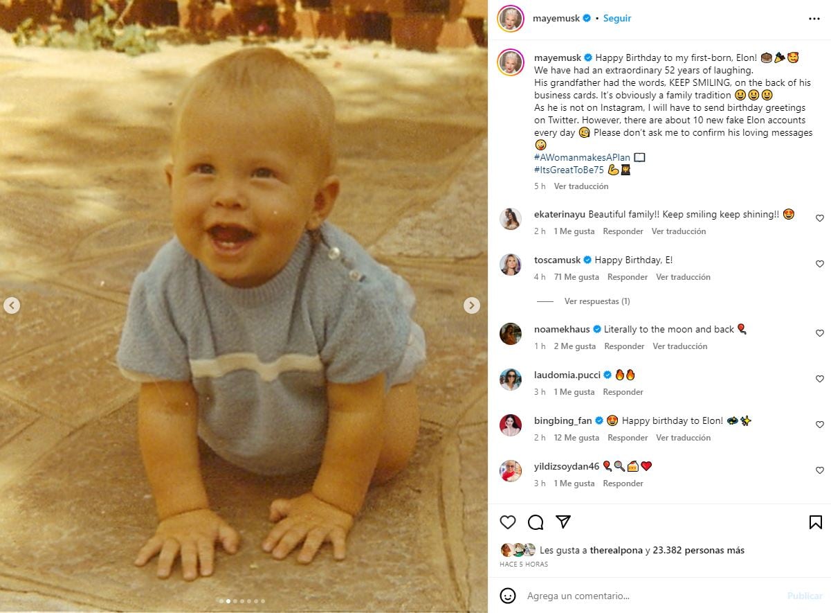 Elon Musk cuando era bebé / Instagram