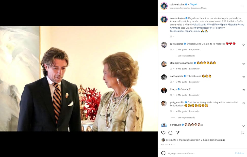 Andrea Nicolás, hijo de Paulina Rubio y Colate, presume foto con la reina Sofía