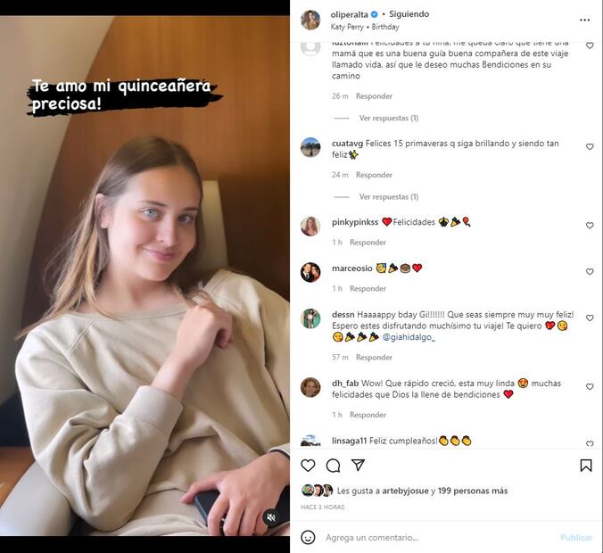 Olivia Peralta celebra los 15 años de su hija Gia