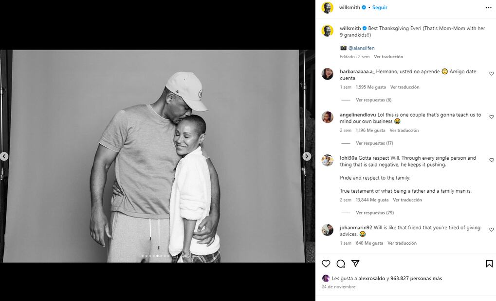 Will Smith y Jada Pinkett/Instagram