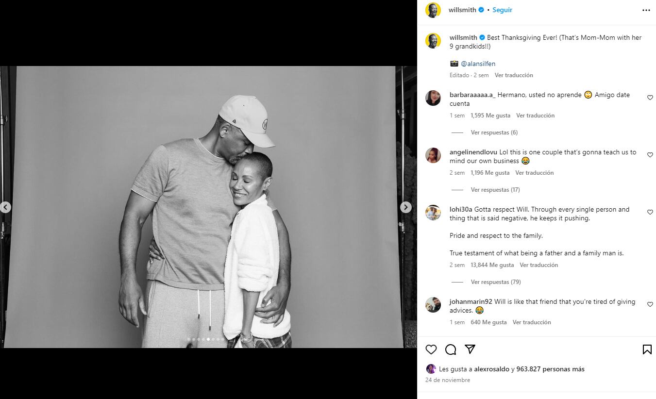 Will Smith y Jada Pinkett/Instagram