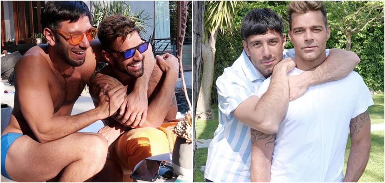 Con un beso y un gran pastel, Ricky Martin celebra el cumpleaños de Jwan Yosef  en su mansión de LA 