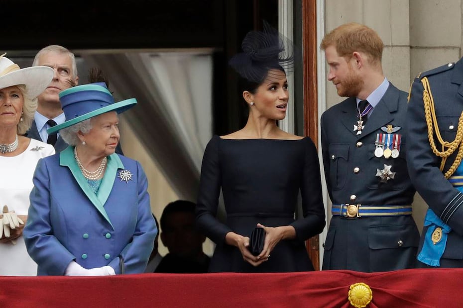 La reina Isabel II, Meghan Markle y el príncipe Harry en junio de 2018 / AP