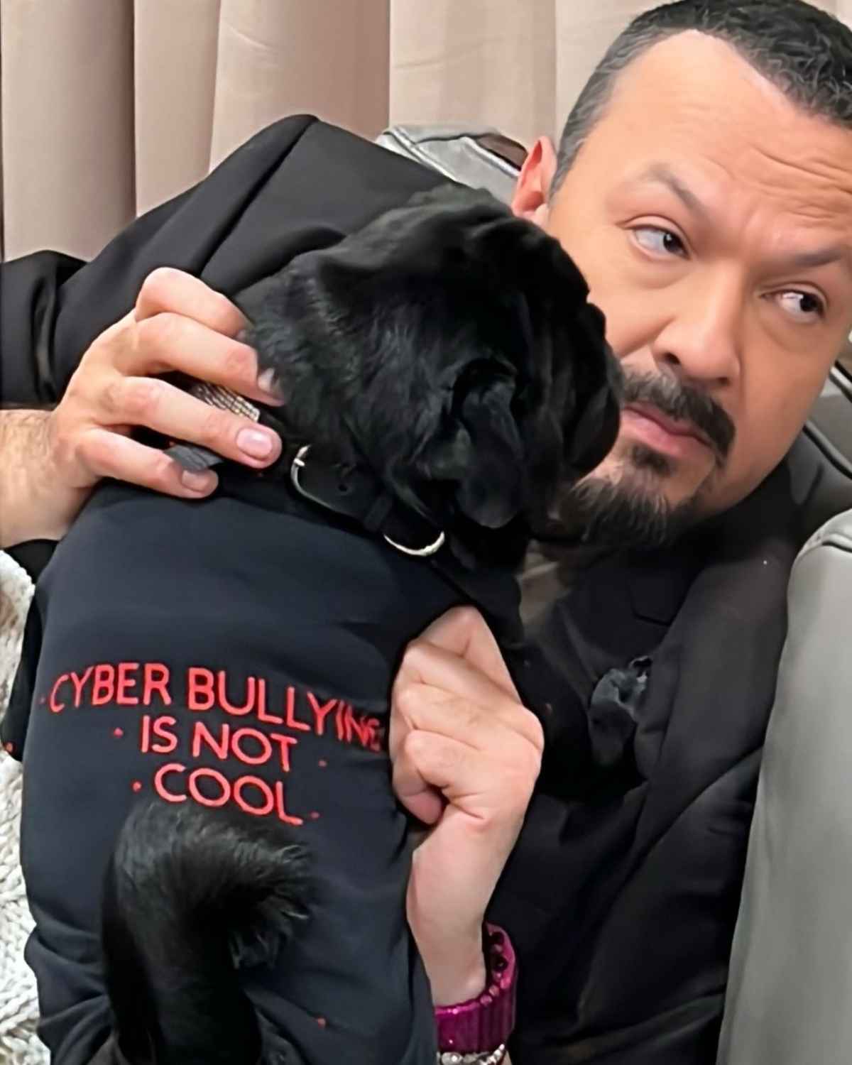 Pepe Aguilar junto a su perrito 'Gordo' / Foto: Instagram