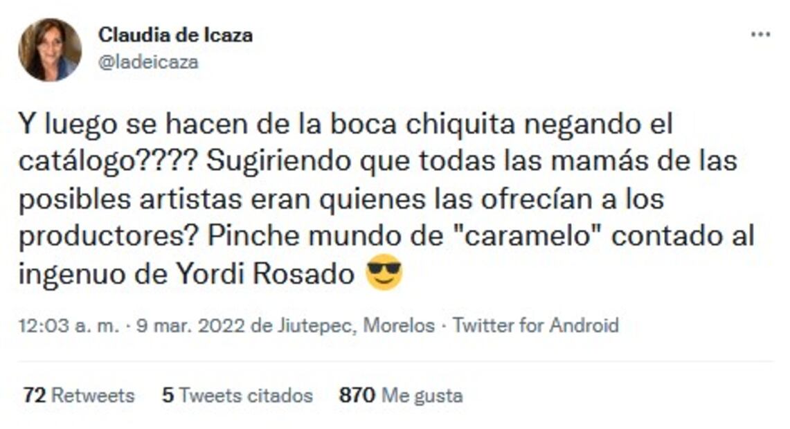 Claudia de Icaza despotrica contra Luis de Llano y habla del “catálogo” de Televisa