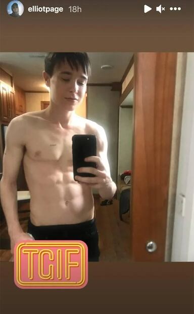 Elliot Page presume su abdomen con foto sin playera