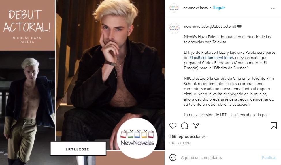 No está confirmado que Nicolás, hijo de Ludwika Paleta, participa en telenovela