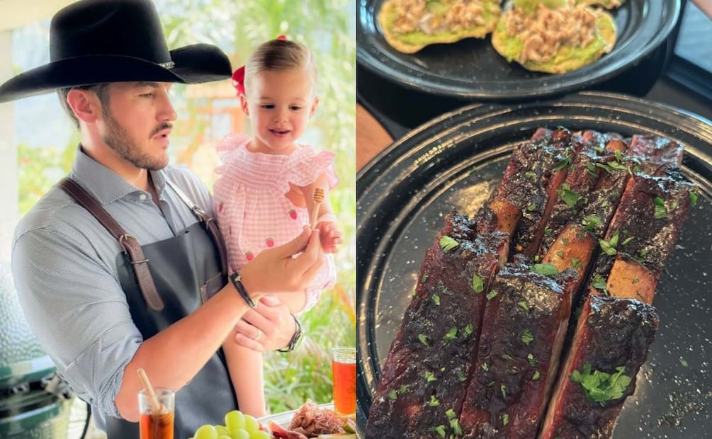 Samuel García, junto a su hija Mariel, realizó la carne asada del festejo de su esposa / Foto: Instagram @samuelgarcias