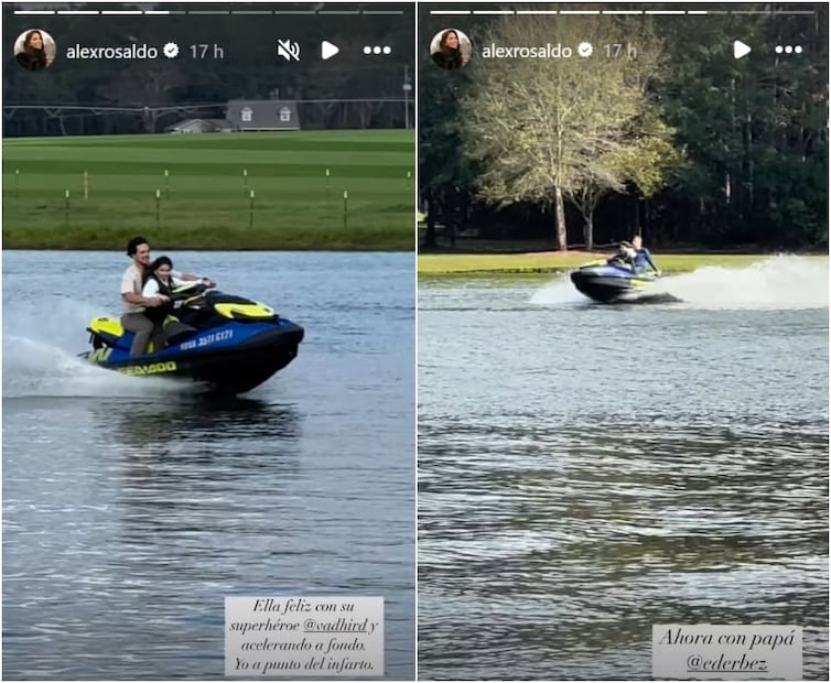 Aitana con Vadhir y Eugenio Derbez en una moto acuática / Fotos: Instagram