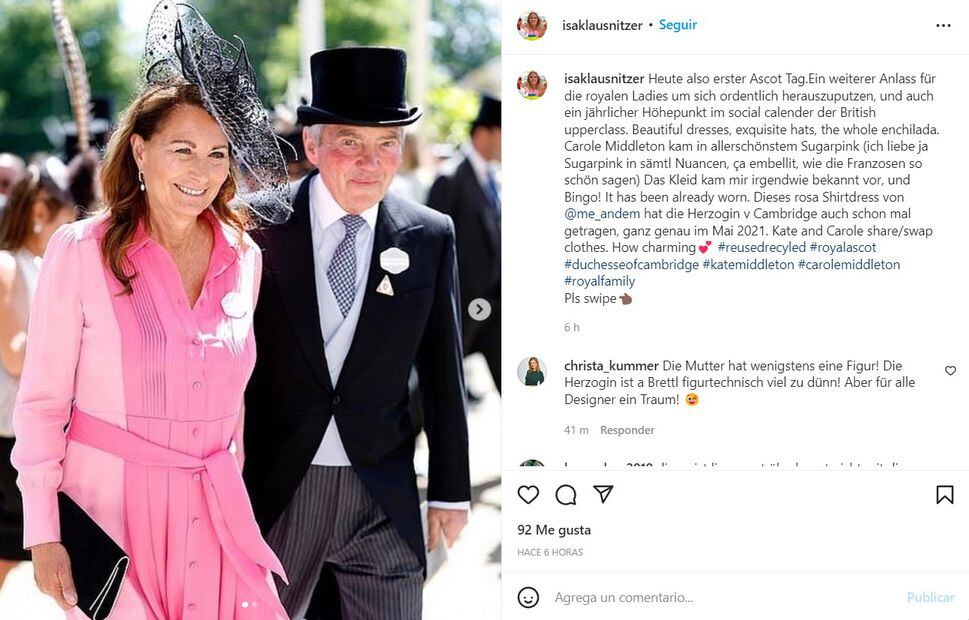 Papás de Kate Middleton, futura reina consorte del Reino Unido / Instagram