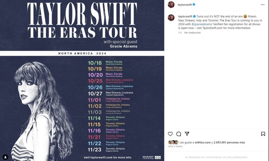Instagram: @taylorswift