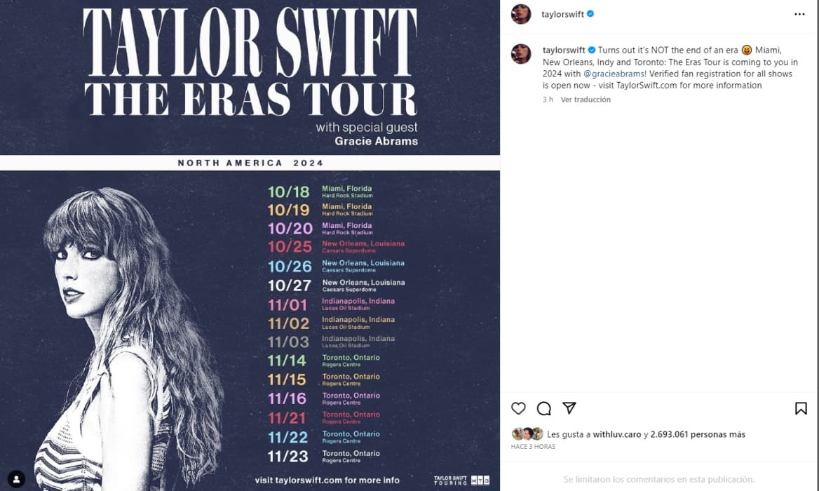 Instagram: @taylorswift