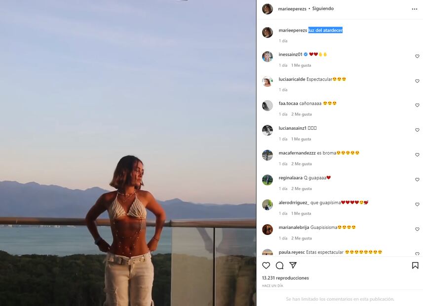 Marie Pérez, hija de Inés Sainz, resplandece con un top de crochet y pantalón de cintura baja