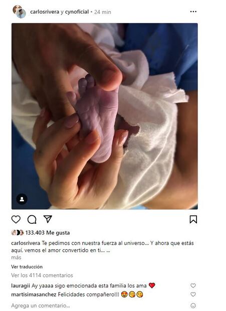 Carlos Rivera y Cynthia Rodríguez se convirtieron en papás este 3 de agosto / Instagram