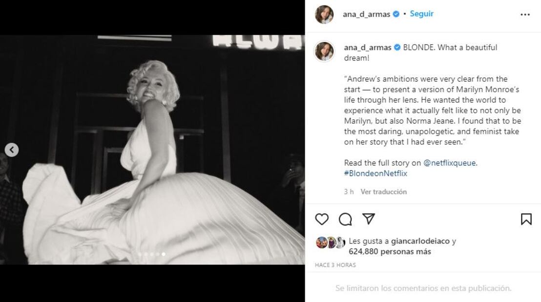 Así luce Ana de Armas como Marilyn Monroe