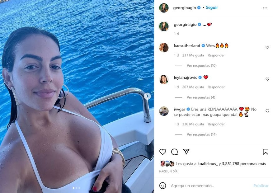 Georgina Rodríguez pareja de Cristiano Ronaldo, impacta en traje de baño