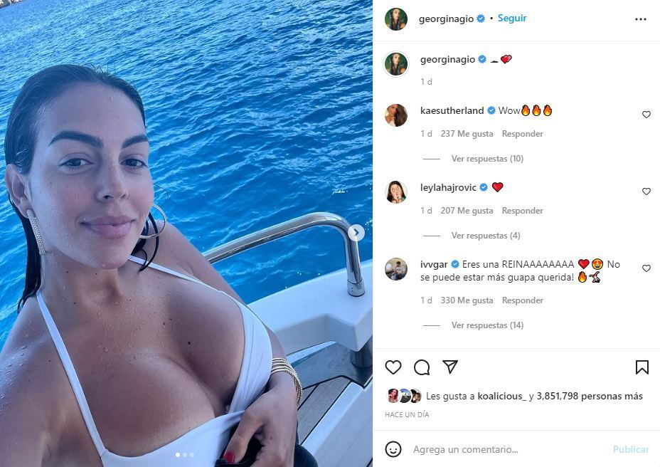 Georgina Rodríguez pareja de Cristiano Ronaldo, impacta en traje de baño