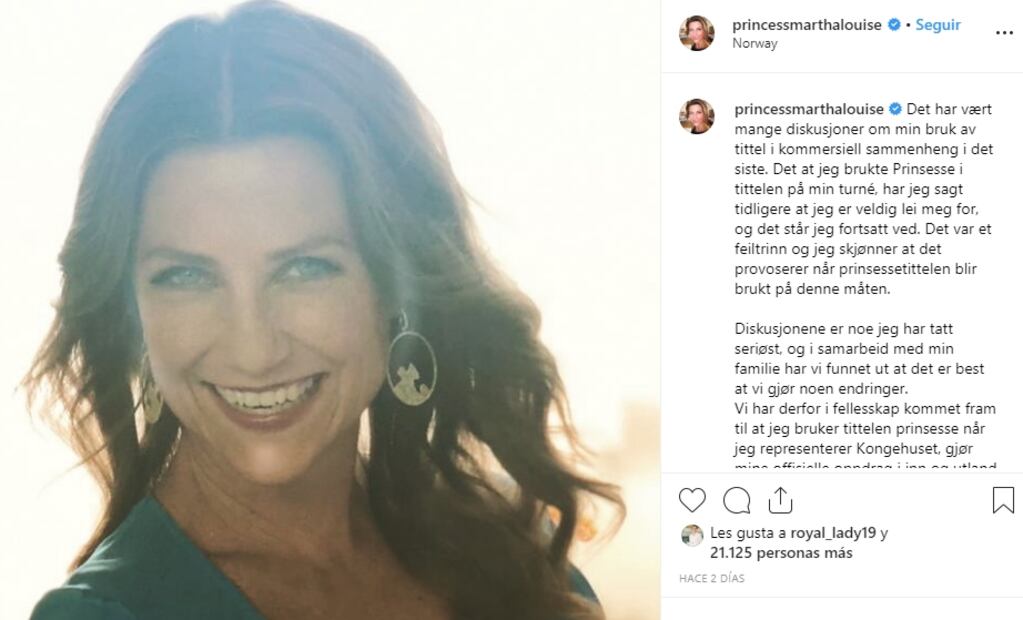 De princesa a influencer: Martha Louise de Noruega se quita la corona por una vida 'intuitiva'