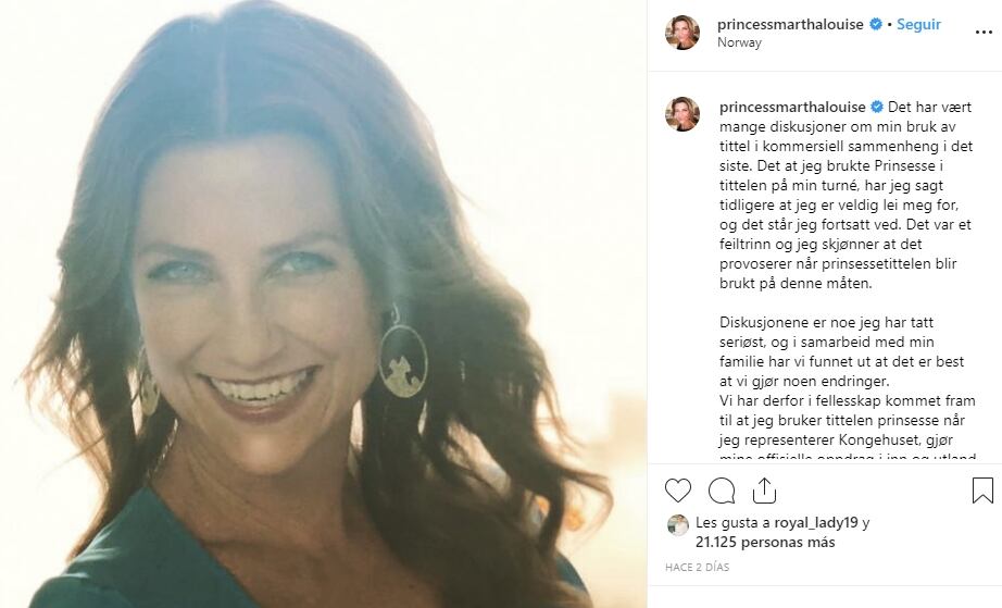 De princesa a influencer: Martha Louise de Noruega se quita la corona por una vida 'intuitiva'