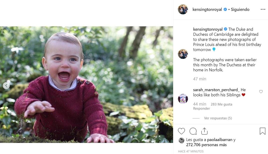 Nuevas y tiernas fotografías del príncipe Louis, hijo de William y Kate Middleton 