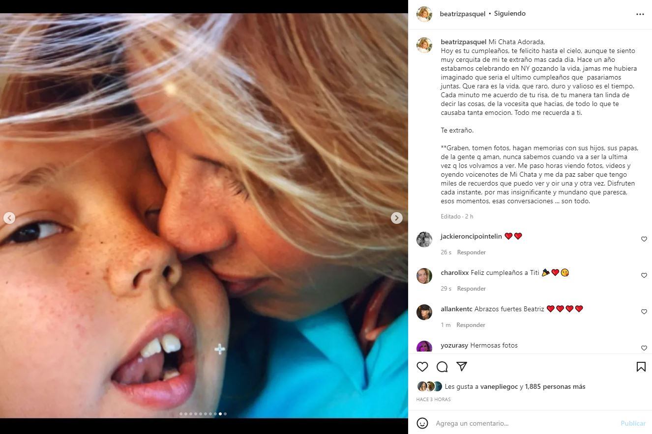 Beatriz Pasquel dedica dulces palabras a su hija Natasha por su cumpleaños