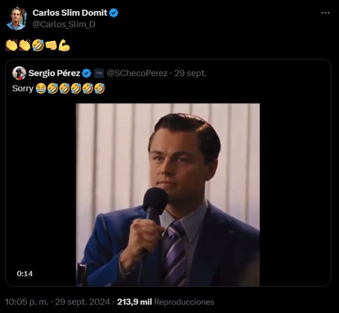 La reacción de Carlos Slim Domit al mensaje de Sergio 'Checo' Pérez / Foto: Captura de pantalla