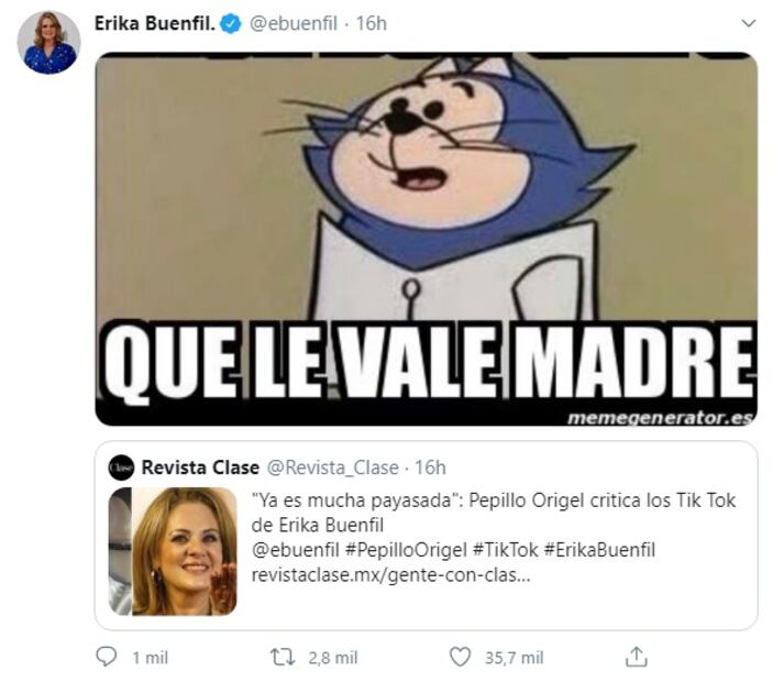 Érika Buenfil responde fuerte a Pepillo Origel tras críticas de sus Tik Tok