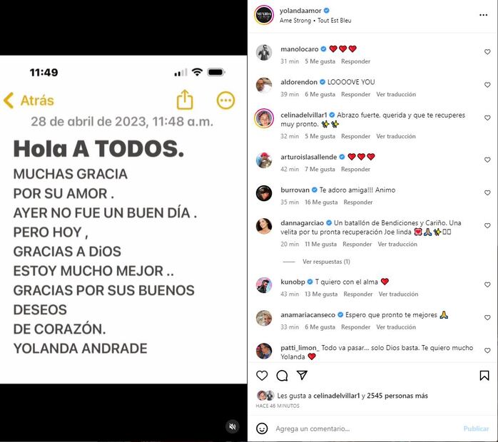 Yolanda Andrade sigue delicada, piden oraciones por su salud 