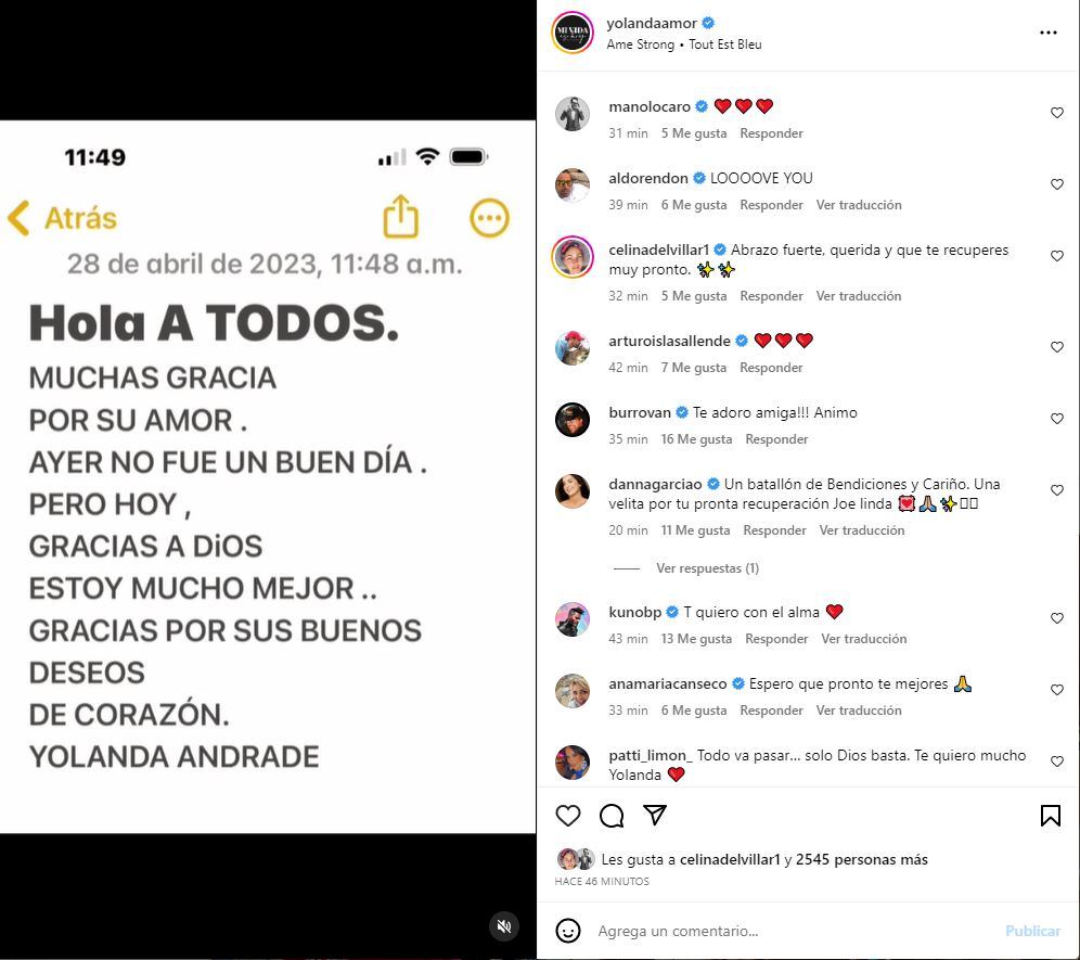 Yolanda Andrade sigue delicada, piden oraciones por su salud 