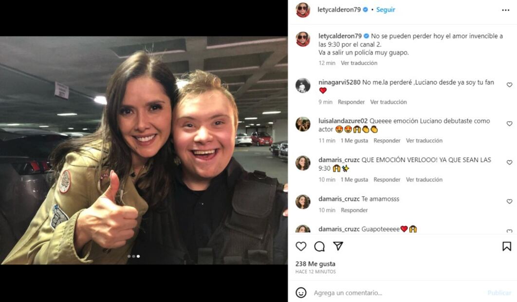 La actriz Marlene Favela junto a Luciano, hijo de Lety Calderón / Instagram