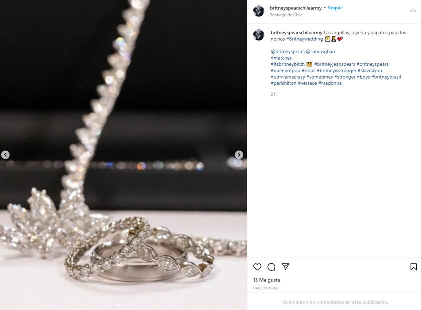 Britney Spears y Sam Asghari: más de 10 millones de pesos en joyería para su boda