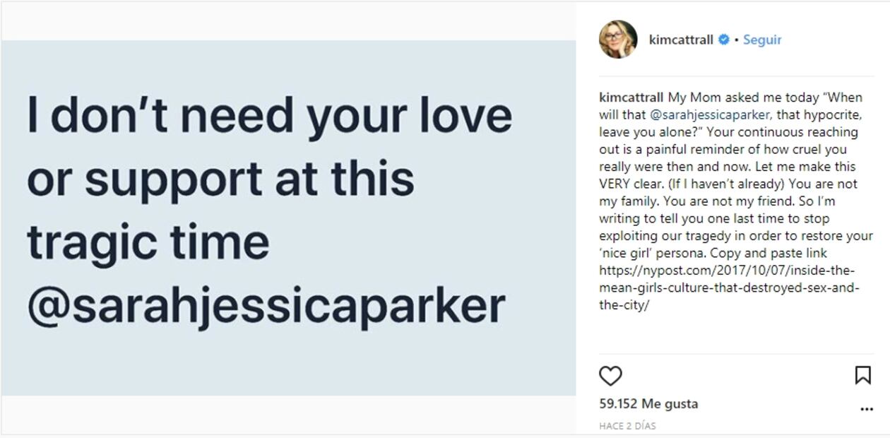 "No necesito de tu amor": El origen de la guerra entre Kim Cattrall y Sarah Jessica Parker