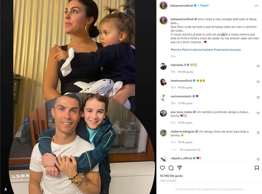 La familia de Cristiano Ronaldo y Georgina Rodríguez, su principal apoyo en este doloroso momento