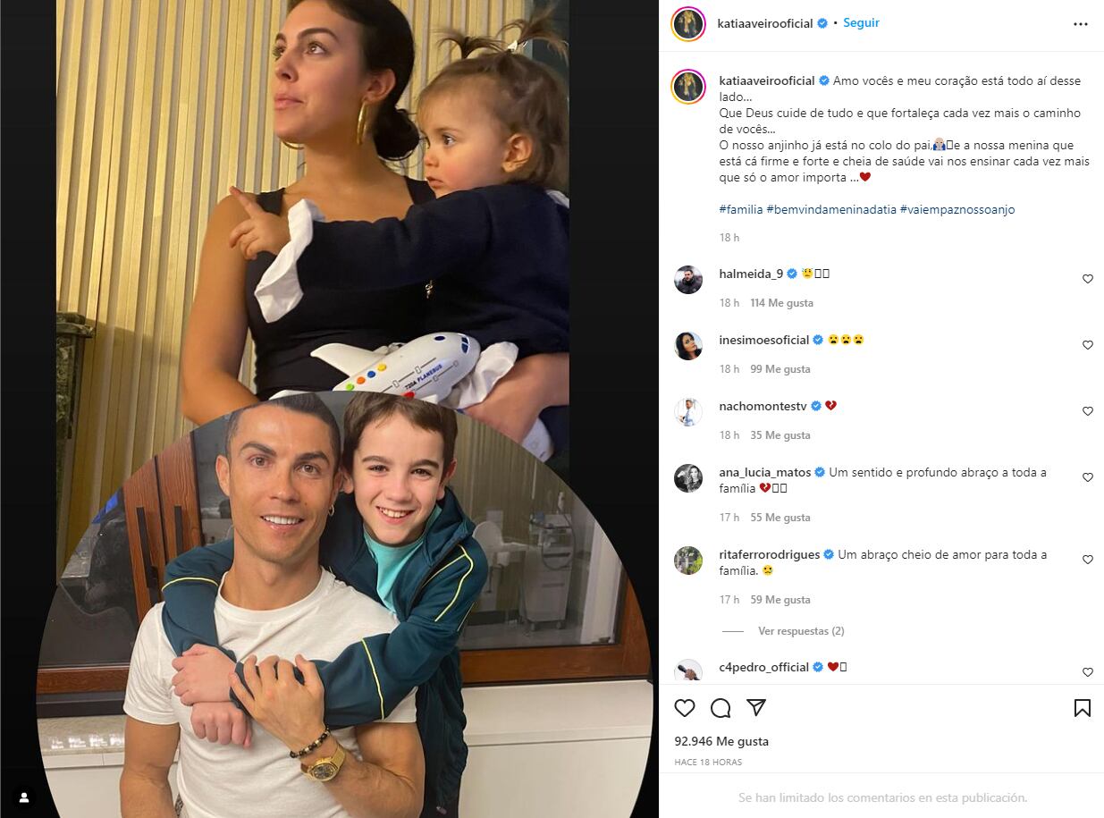 La familia de Cristiano Ronaldo y Georgina Rodríguez, su principal apoyo en este doloroso momento