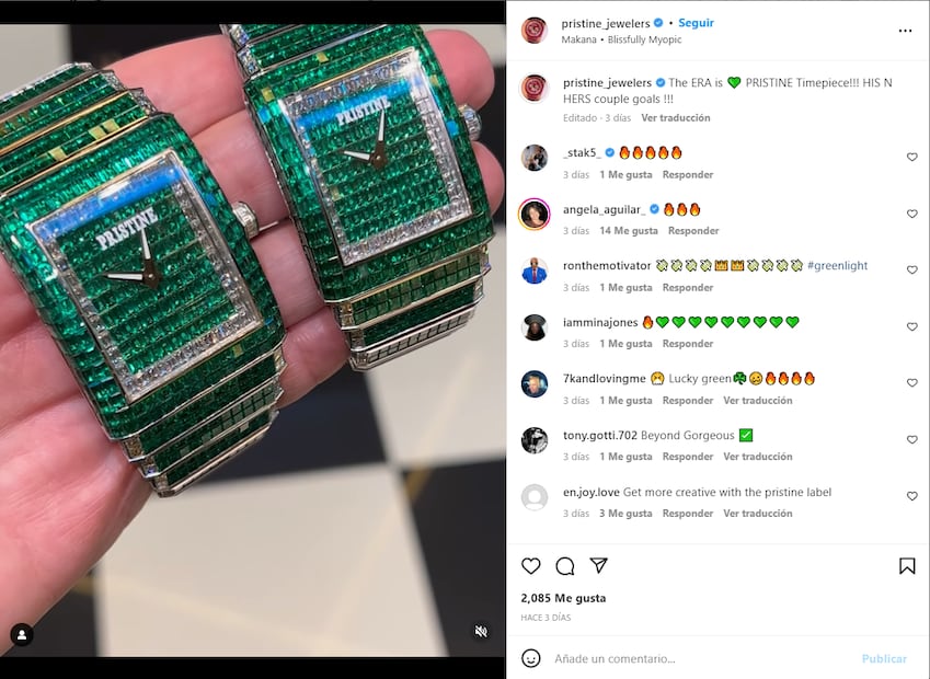 El fastuoso reloj de esmeraldas que Pepe Aguilar le dio a Aneliz Álvarez
