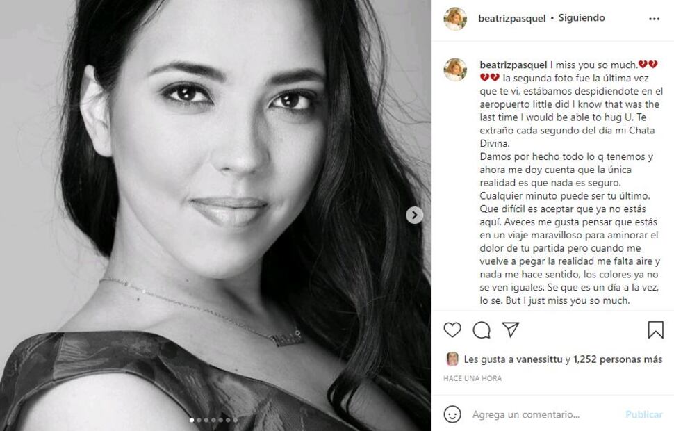 Beatriz Pasquel comparte foto de la última vez que vio a su hija Natasha