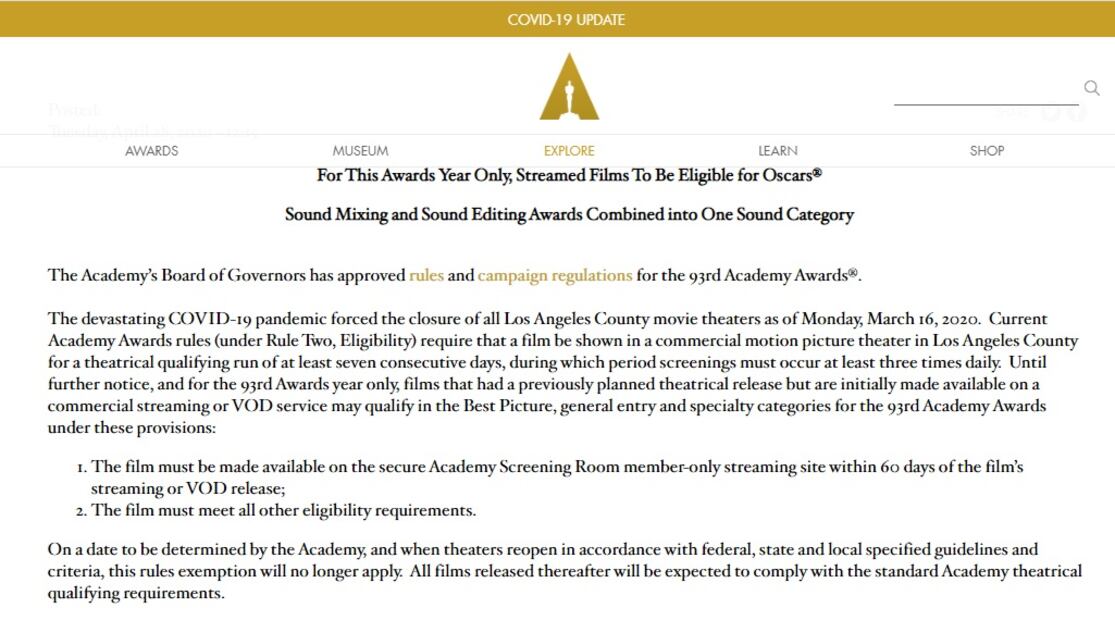 Los Premios Oscar tendrán un cambio radical para este año