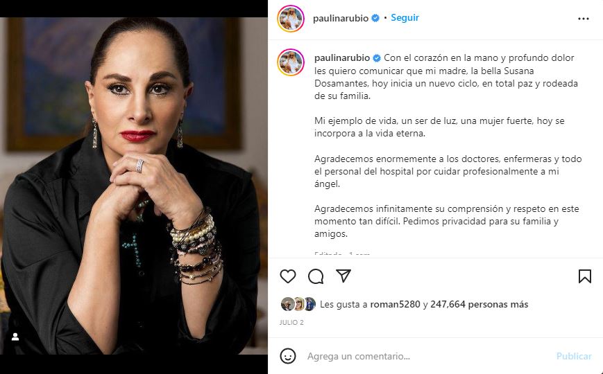 Paulina Rubio publica emotivo video de Susana Dosamantes en su regreso al escenario