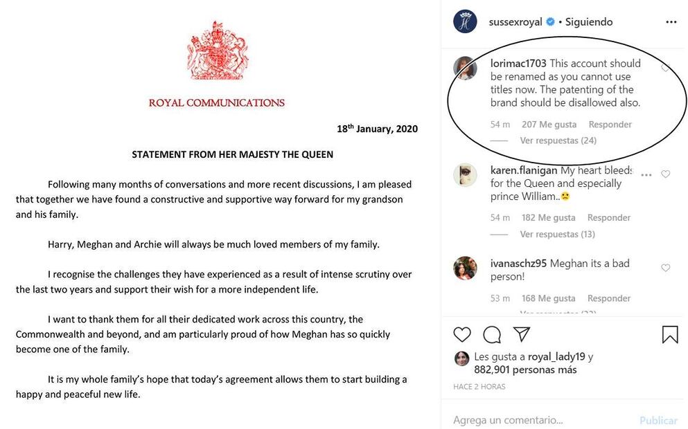 Seguidores de Harry y Meghan Markle les piden que cambien su nombre en Instagram 