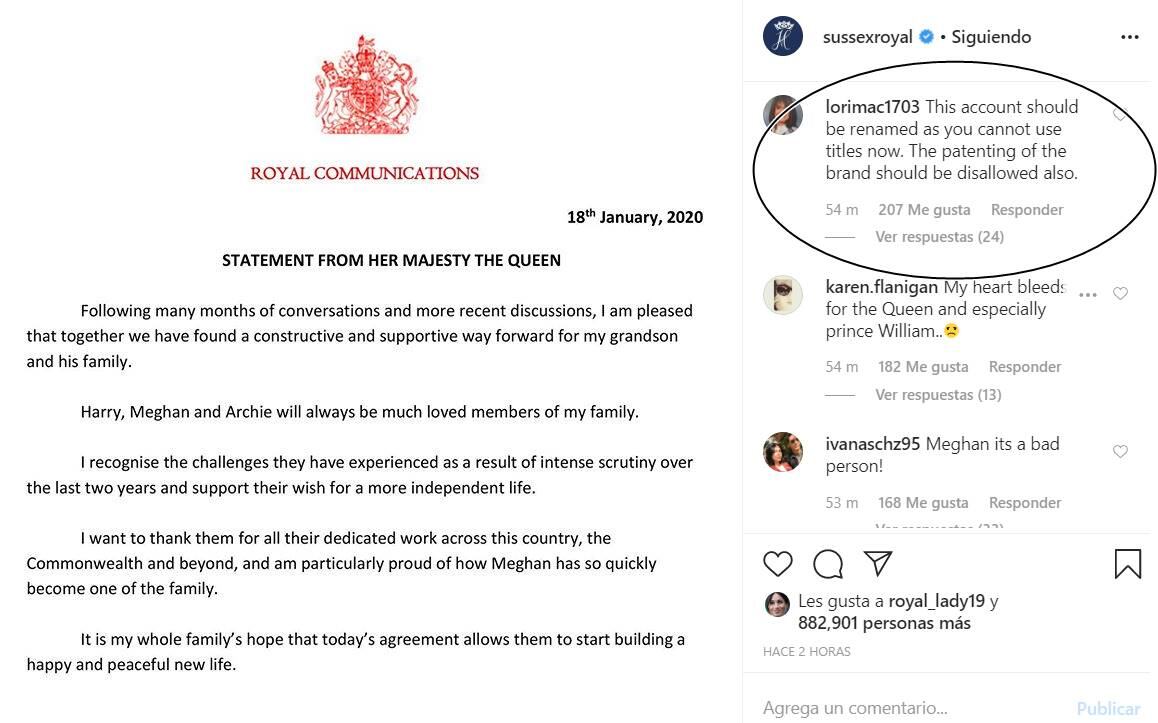 Seguidores de Harry y Meghan Markle les piden que cambien su nombre en Instagram 