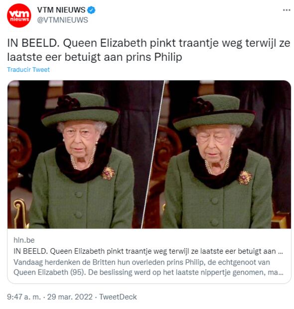 La reina Isabel II es captada con lágrimas en la misa en memoria del príncipe Felipe