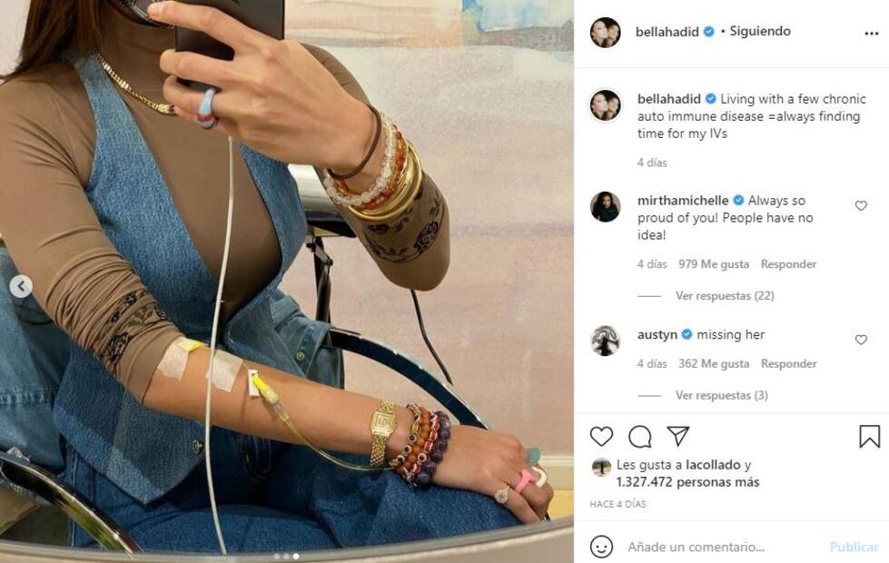 Bella Hadid comparte doloroso momento de lucha contra su enfermedad
