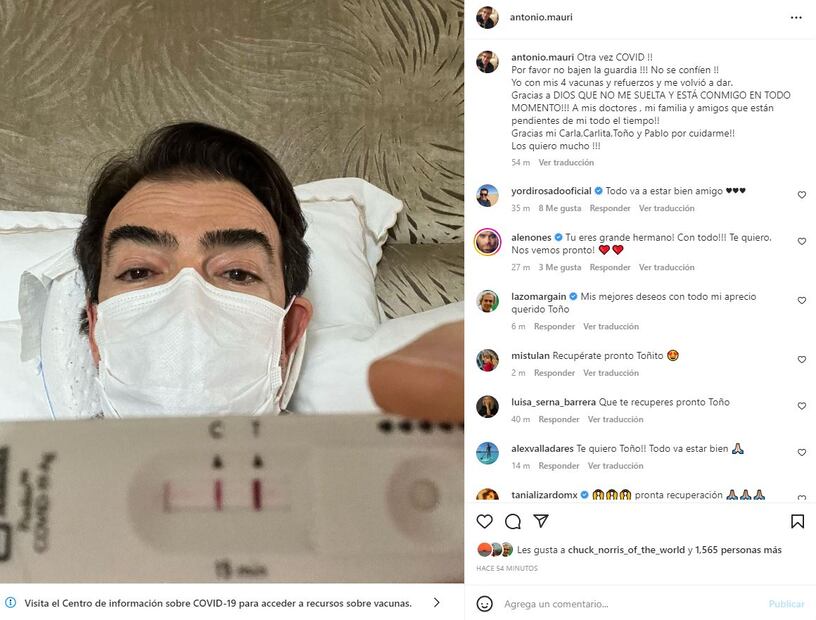 Toño Mauri da positivo a Covid-19 otra vez