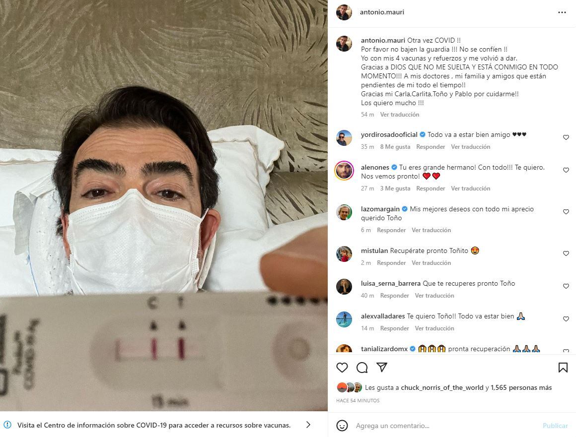 Toño Mauri da positivo a Covid-19 otra vez