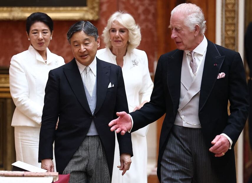 La emperatriz Masako, la reina Camila, el rey Carlos y Naruhito de Japón / Foto: AFP