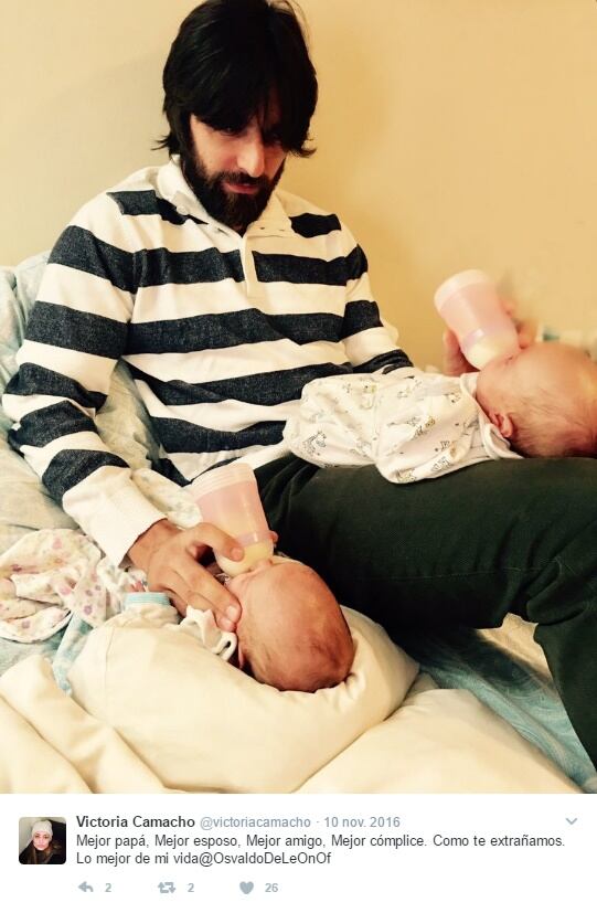 Osvaldo de León presenta a sus gemelas Azzul y Olivia